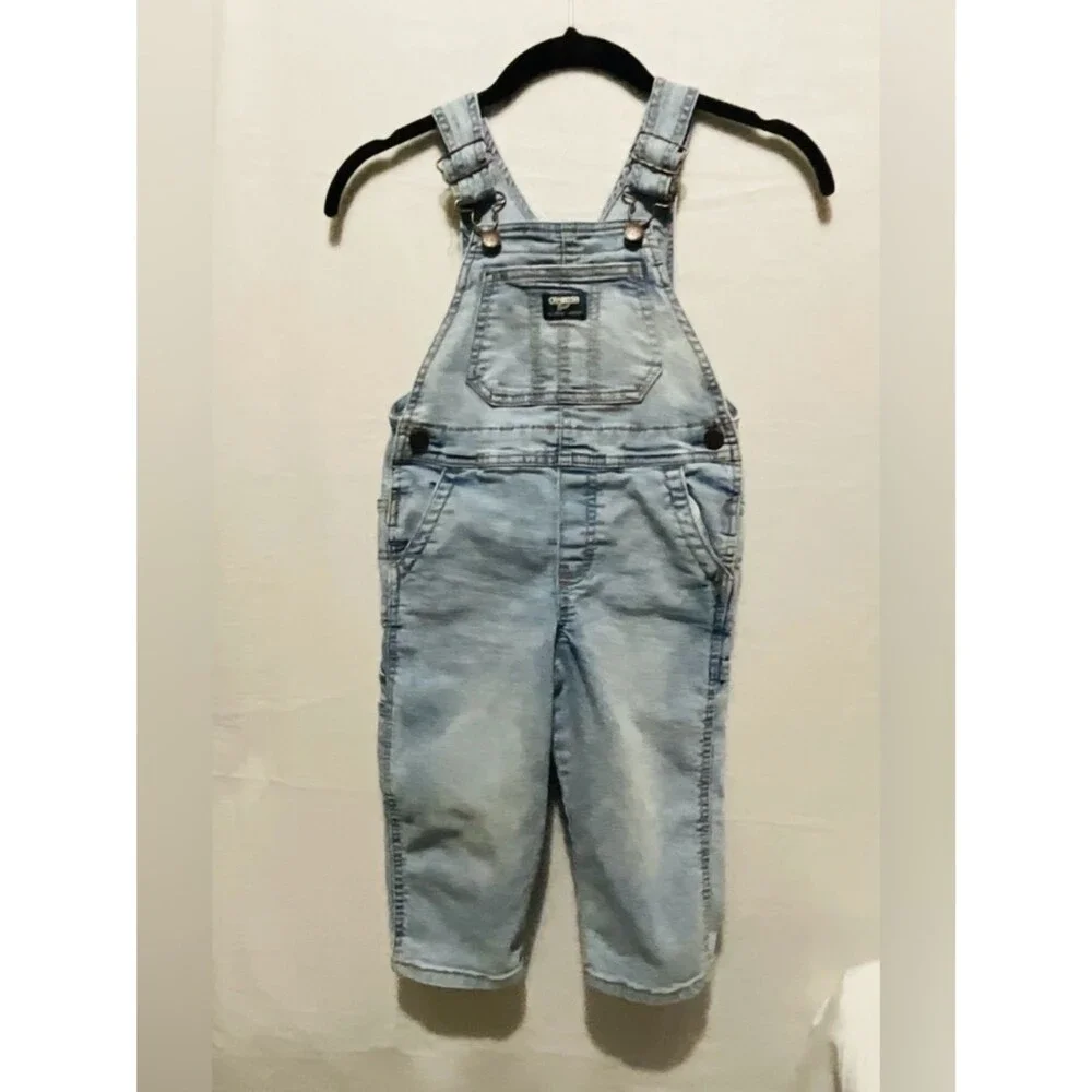 OshKosh Bgosh Toddler Boys Girls Vestbak Denim Overalls Light Wash Classic 3T